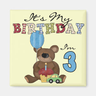 Imán Boy Bear camisetas y regalos de tercer cumpleaños