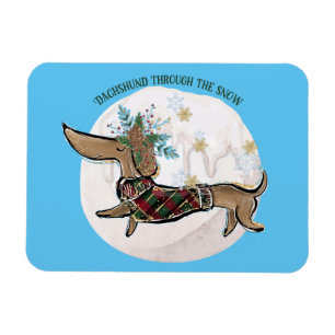 Imán Boy Dachshund A Través De La Nieve