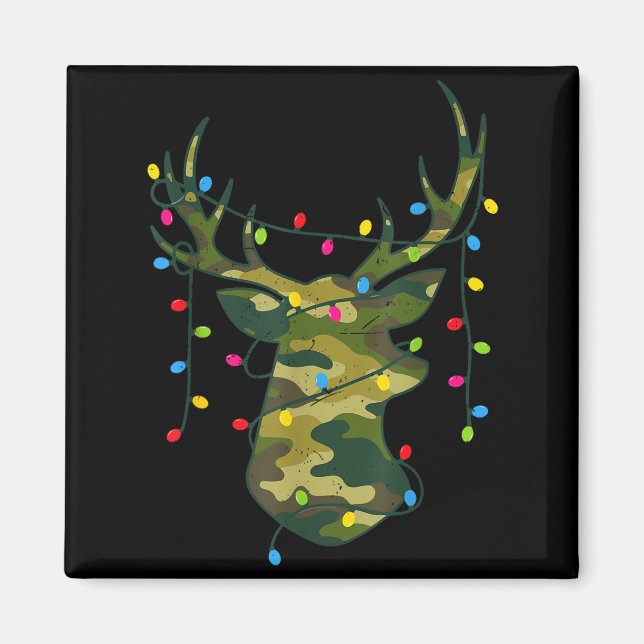 Imán Boy Men Camo Deer Hunting Christmas Light Pajama P (Frente)