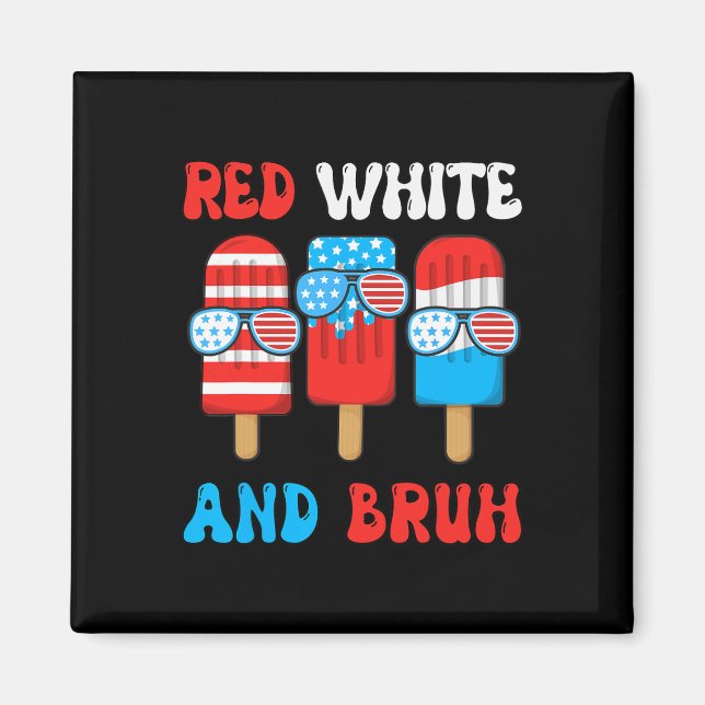 Imán Boy Red White Bruh 4 de Julio Popsicle Usa Fla (Frente)