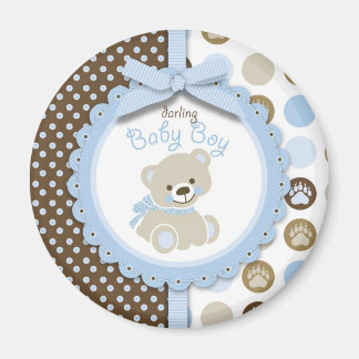 Imán Boy Teddy Bear Round Magnet
