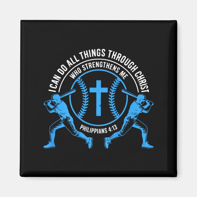 Imán Boys Baseball Christian-shirt Softball I Can Do Al (Frente)