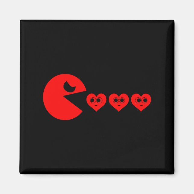 Imán Boys Kids Valentines Day Hearts Eating Funny Gamer (Frente)