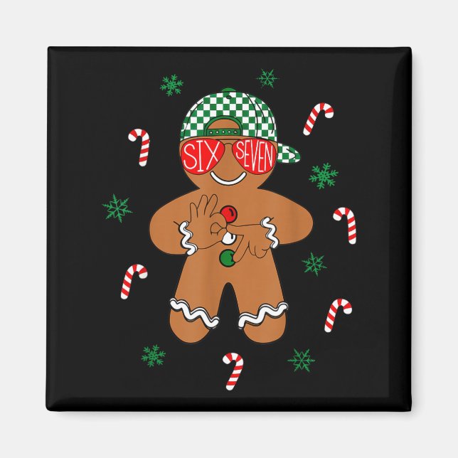 Imán Boys Mens Christmas 6 7 Gingerbread Funny Meme Six (Frente)