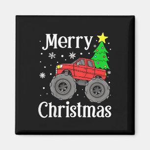 Imán Boys Monster Truck Merry Christmas Tree Snowflakes
