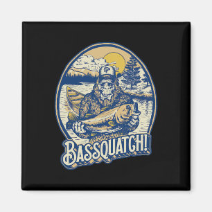 Imán ¡Bquatch! B Fisherman Sasquatch Funny Bigfoot Fish