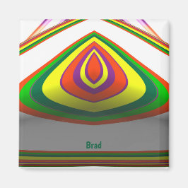 Imán BRAD ~ SQUARE OJO 3D Diseño fractal Verde Amarillo