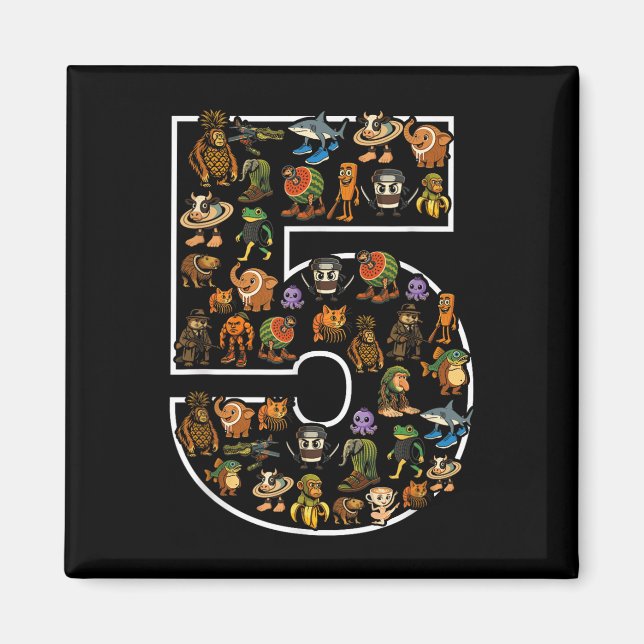 Imán Brainrot italiano Cumpleaños 5 Edad Meme 5 Niños N (Frente)