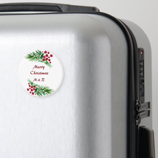 Imán Branche de pino verde y rojo pintado a mano (In Situ (Equipaje))