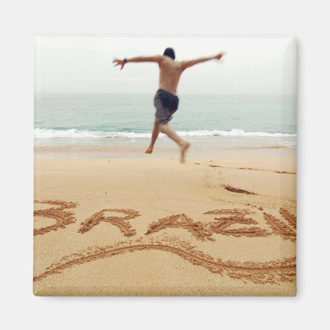 Imán BRASIL. Hombre barechest vestido con traje de baño (Frente)