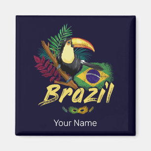 Imán Brasil Vintage Toucan Flag Samba Mask Souvenir