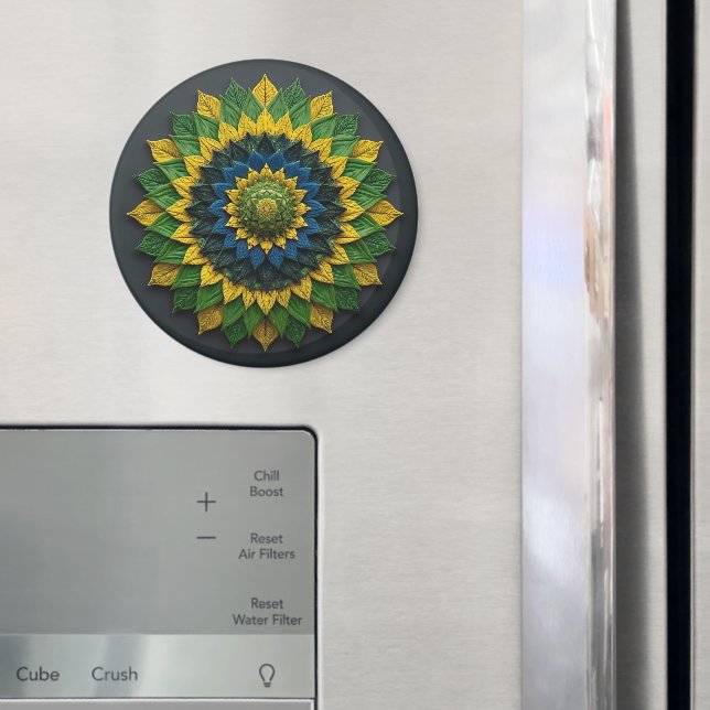 Imán Brazilian Leaf Mandala - Refrigerator Magnet (In situ (nevera))