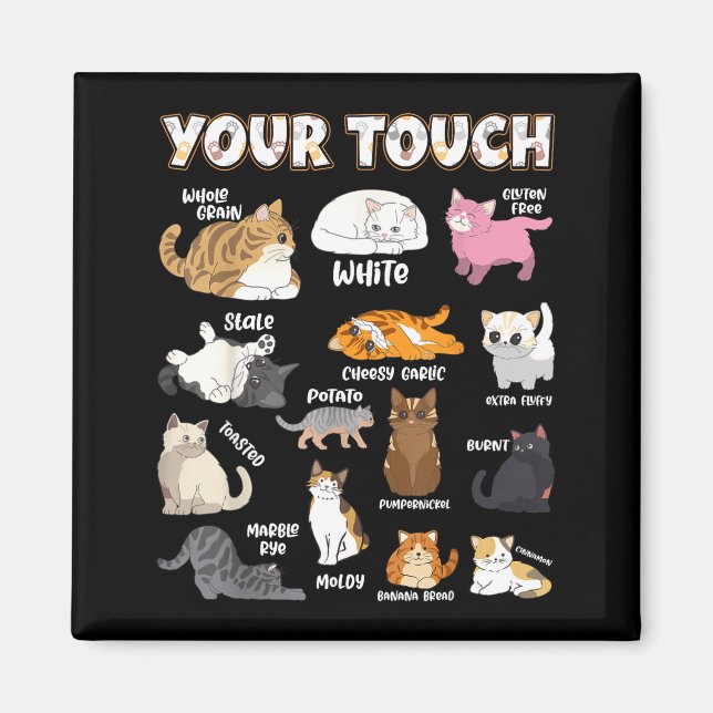 Imán Bread Cats Variety Punny Cartoon Kitty Design  (Frente)