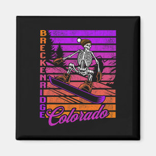 Imán Breckenridge Colorado Retro Snowboarding Skeleton