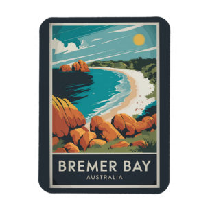 Imán Bremer Bay Australia Ilustracion Retro de arte de 