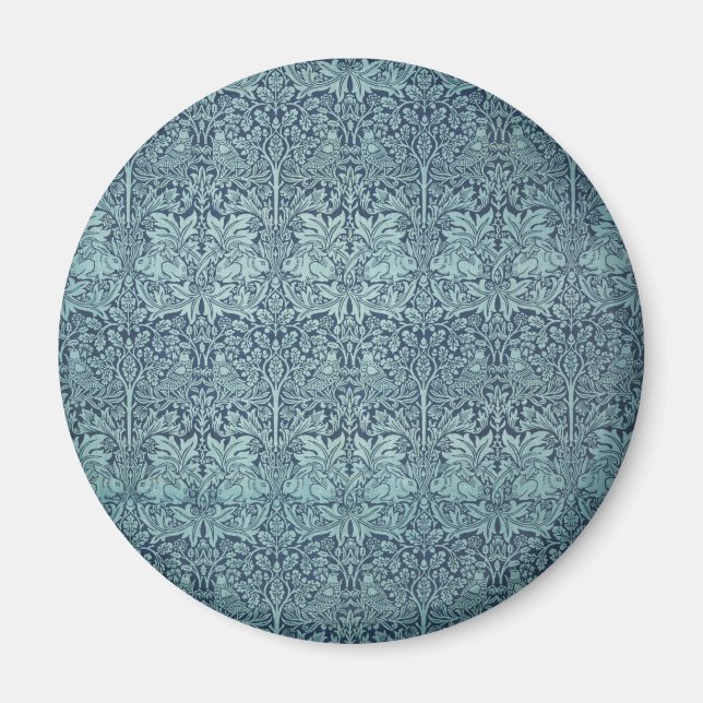 Imán Brer Rabbit por William Morris Blue Textile Patter (Frente)