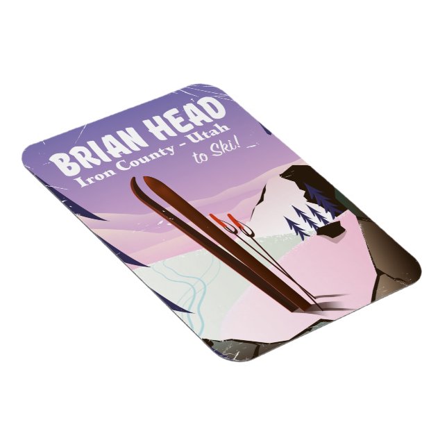 Imán Brian Head, Iron County Utah, poster de esquí de l (Lado Derecho)