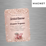 Imán Bridal Shower rosa carro de oro invitación de lujo<br><div class="desc">Un subió fondo dorado y degradado decorado con chispas falsas,  confeti y una romántica carroza vintage. Personalice y agregue su nombre,  detalles de fiesta.</div>