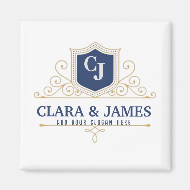 Imán Bride And Groom Monogram Names Elegant Weeding (Frente)