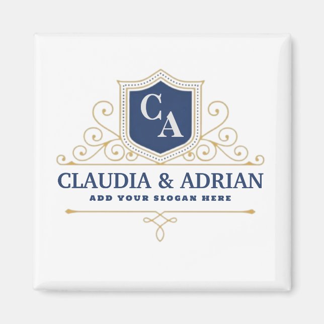 Imán Bride And Groom Monogram Names Elegant Weeding (Frente)