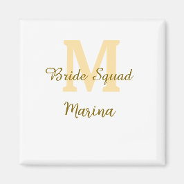 Imán Bride squad monogram golden bridal shower simple 