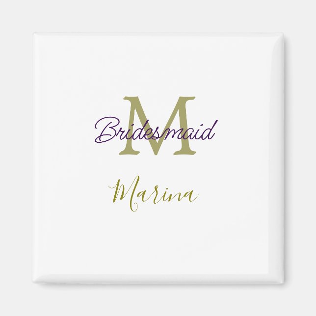 Imán Bride tribe monogram bridal shower simple golden p (Frente)