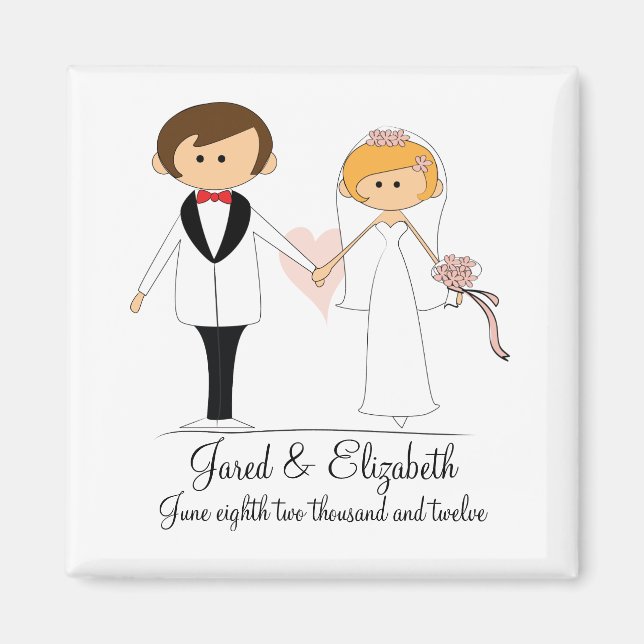Imán Bride y Groom Boda Magnet Favores (Frente)