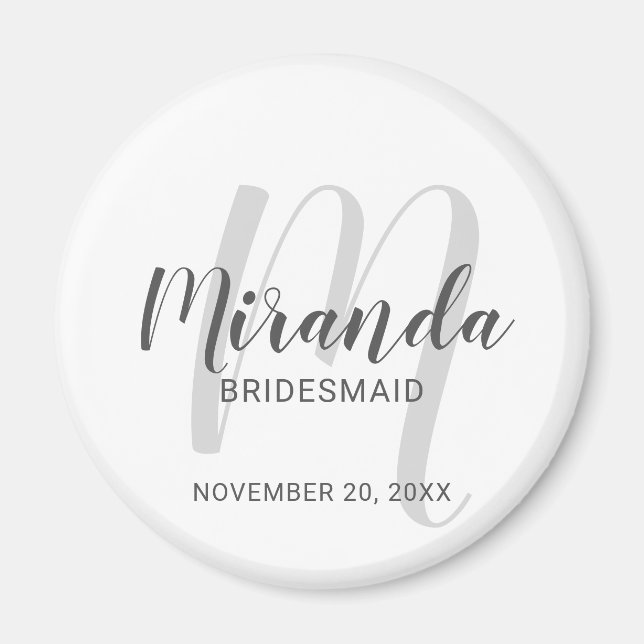 Imán Bridesmaid personalizada de escritura moderna (Frente)