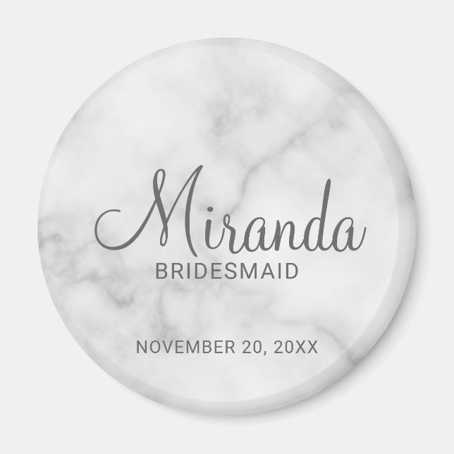 Imán Bridesmaid personalizada de escritura moderna (Frente)