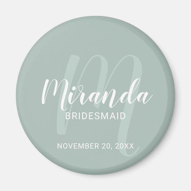 Imán Bridesmaid personalizada de escritura moderna (Frente)