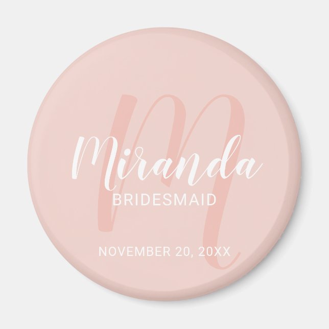 Imán Bridesmaid personalizada de escritura moderna (Frente)