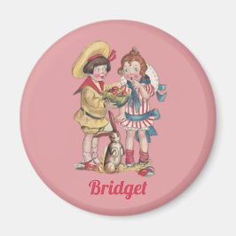 Imán BRIDGET ~ tarjeta VINTAGE ~ Niños Huevos de conejo