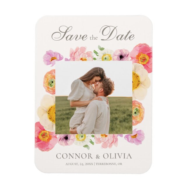 Imán Bright Floral Save the Date Magnet (Vertical)