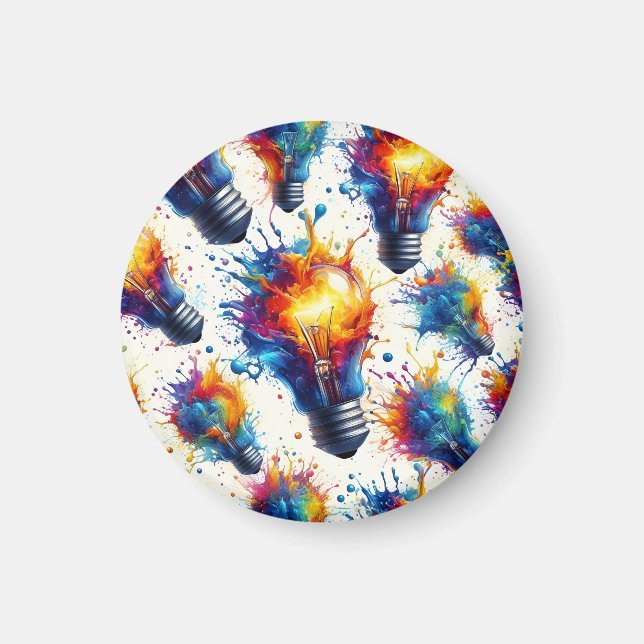 Imán Bright Ideas – Colorful Light Bulb Pattern with Ab (Frente)