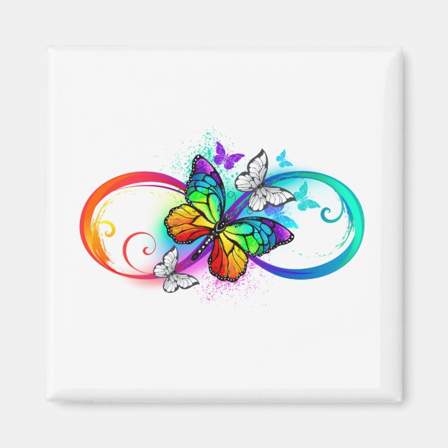 Imán Bright infinity with rainbow butterfly (Frente)