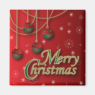 Imán Bright Red Merry Christmas