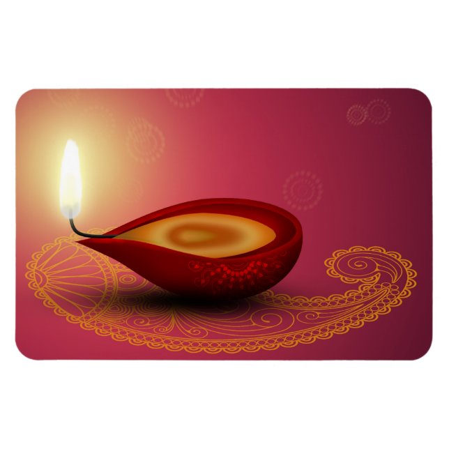 Imán Brillante Feliz Diwali Diya - Magnet Flexible (Horizontal)