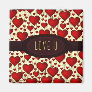 Imán Brillante Rojo Romántico Corazón Patrón Amor U