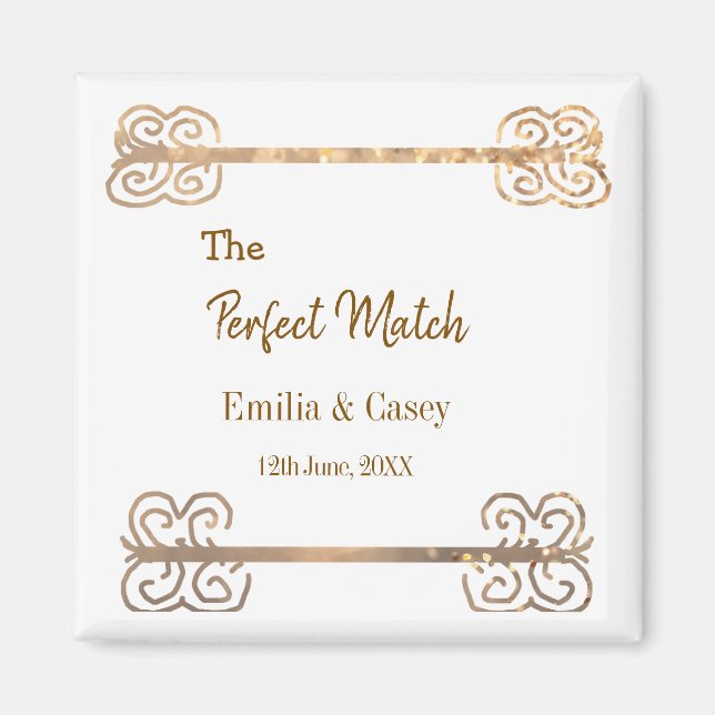 Imán Brillo dorado vintage la pareja perfecta coincide  (Frente)