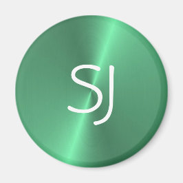 Imán Brillo verde monograma metalizado
