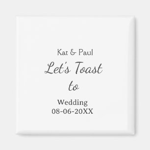 Imán Brindemos por la boda nombre fecha simple pareja