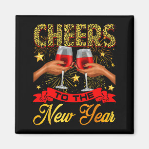 Imán Brindis por el Año Nuevo Feliz Año Nuevo 2026 Vino