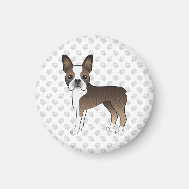 Imán Brindle Boston Terrier Perro De Dibujos Animados L (Frente)