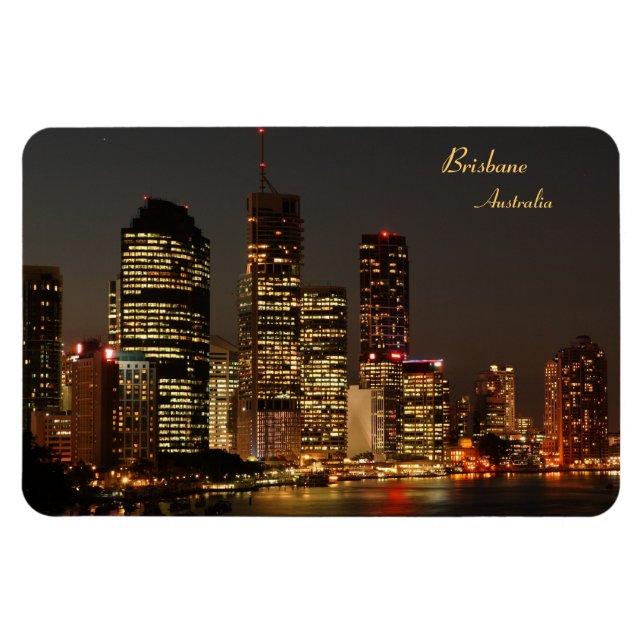 Imán Brisbane City, Night Skyline, Australia - Magnet (Horizontal)