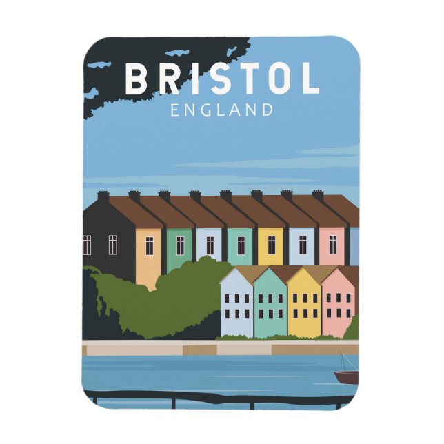 Imán Bristol Inglaterra Retro Viaje Arte Vintage (Vertical)