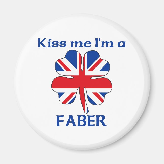 Imán Británico personalizado me besa, soy Faber (Frente)