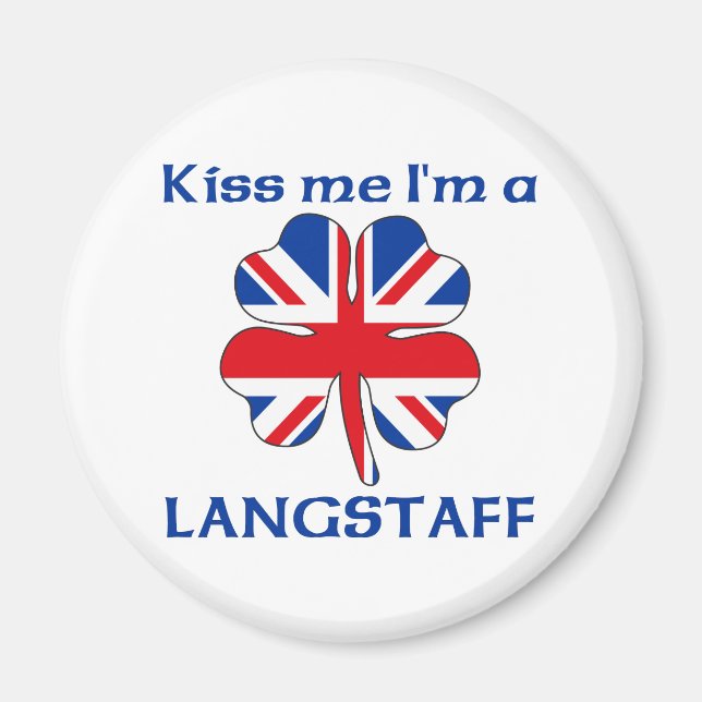 Imán Británico personalizado me besa, soy Langstaff (Frente)
