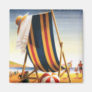 Imán British Railways Beach Chair y Ball Poster