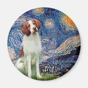 Imán Brittany Spaniel 3 - Noche estrellada