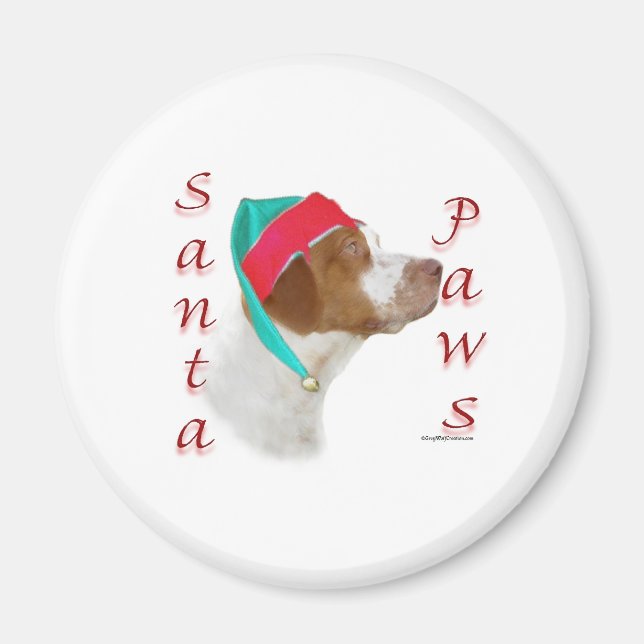 Imán Brittany Spaniel Santa Paws (Frente)